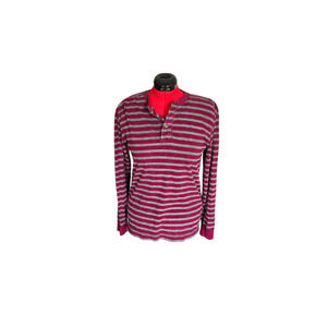 Club room red and gray striped long sleeve tee, size medium